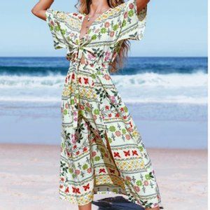 Ellison Floral Tie Front Dress by Cupshe